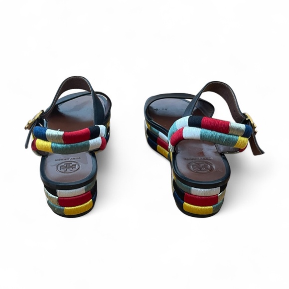 Tory Burch Leather Camilla Embroidered Platform Ankle Strap Sandals Size 6 - Picture 6 of 8